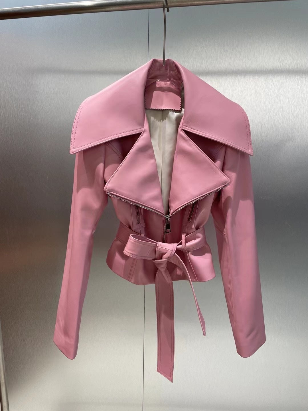 Women’s Sheepskin Leather Short Coat – Hong Kong Style