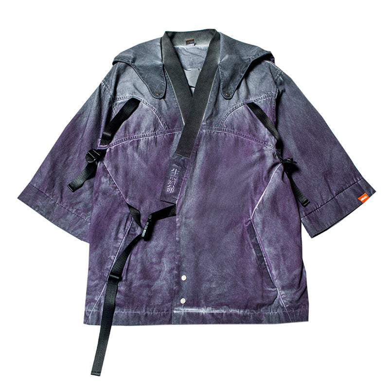 Gradient Purple Yacha Japanese Punk Hoodie, 100% Cotton