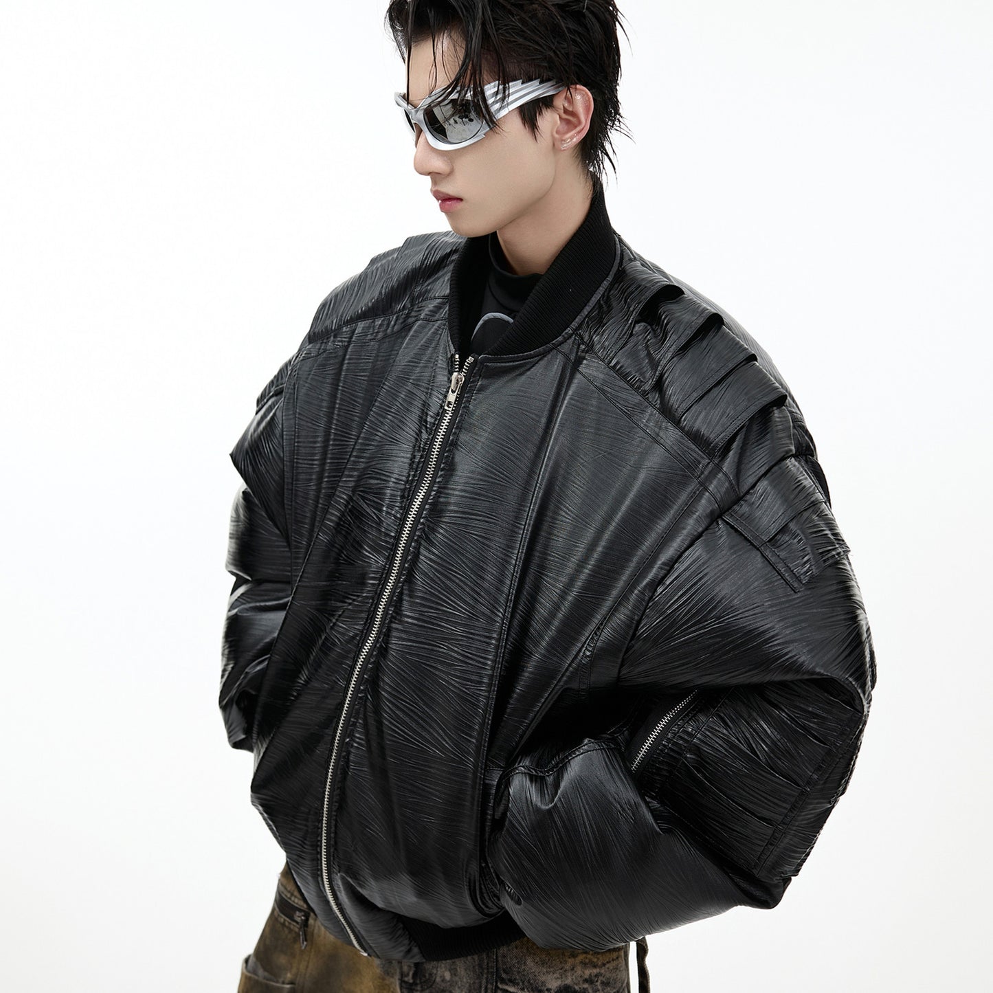 Men’s PU Leather Baseball Flight Jacket
