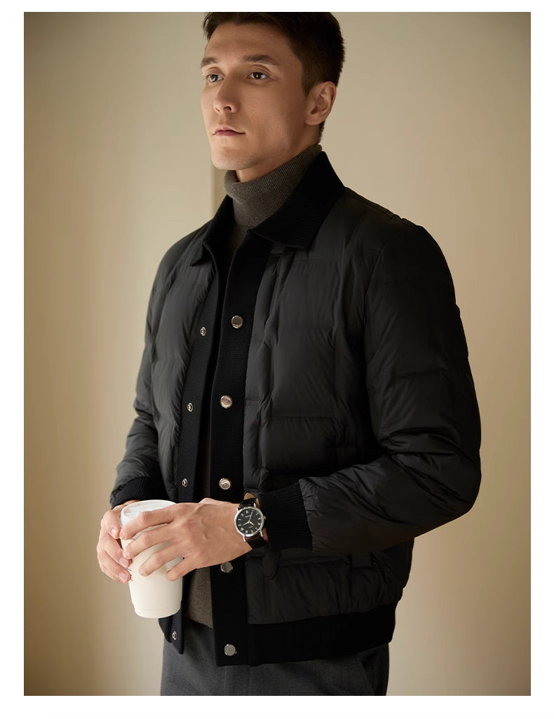 Men’s Black Patchwork Short Coat