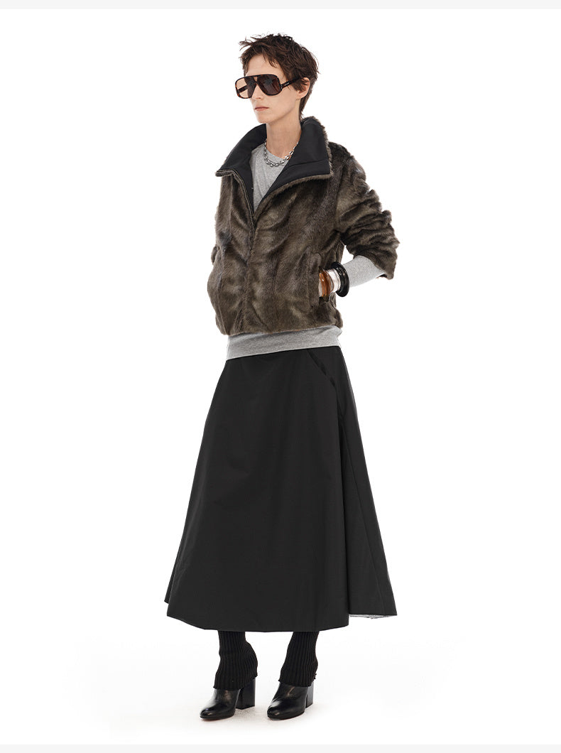 Retro Warm Thick Short Coat in Brownish Black