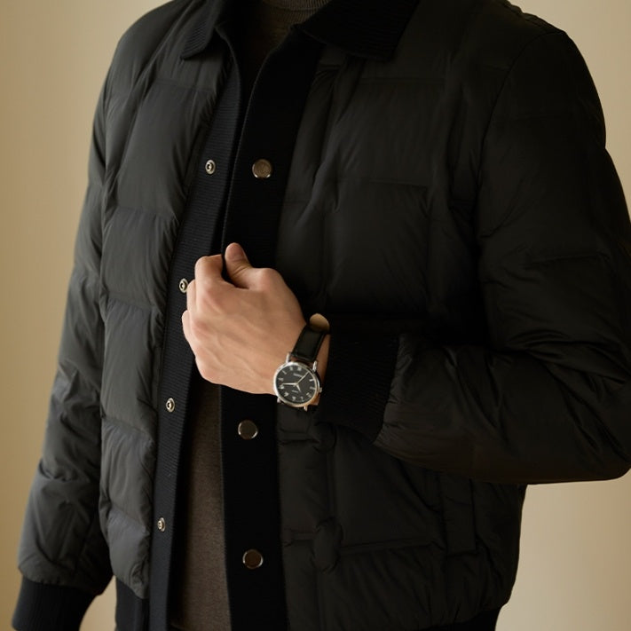 Men’s Black Patchwork Short Coat