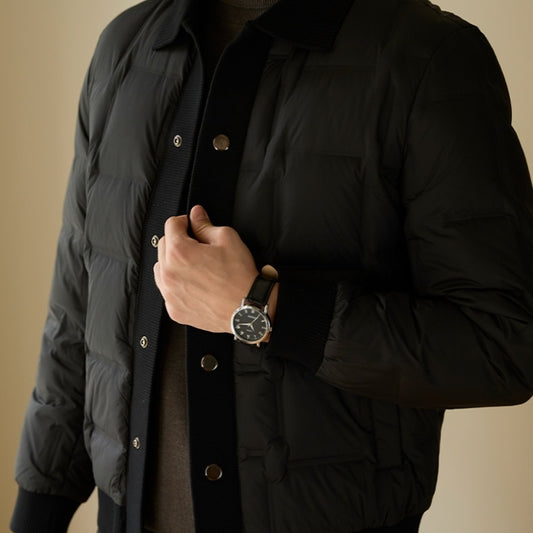 Men’s Black Patchwork Short Coat