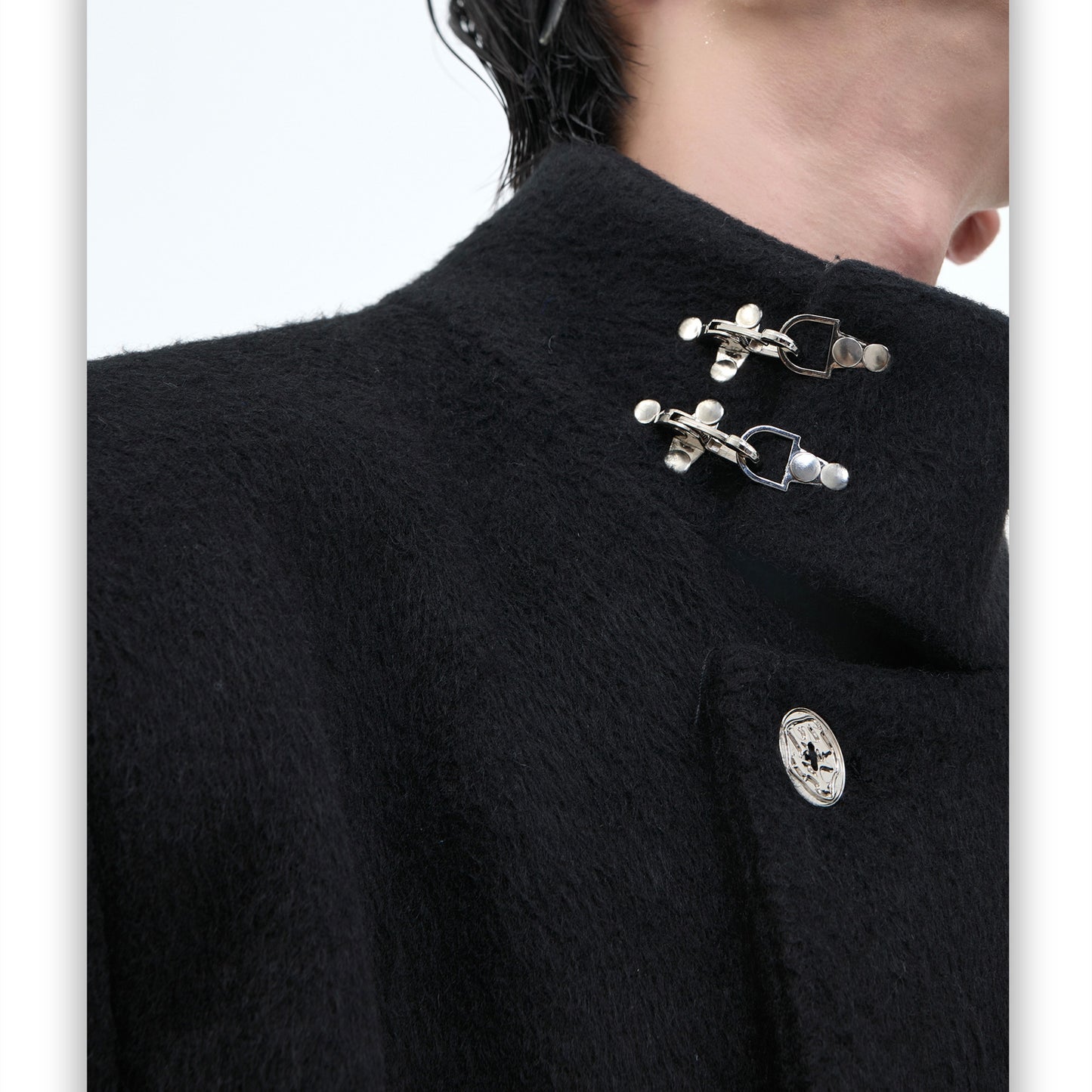 Men’s Stand Collar Long Wool Blend Coat