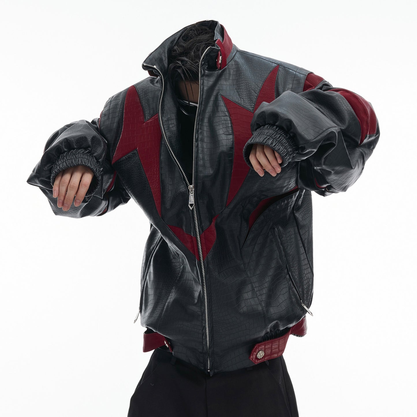 Men’s Contrast PU Leather Jacket