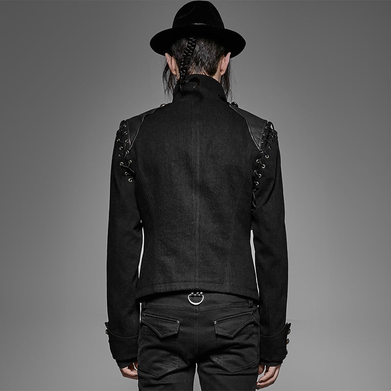 Black Steampunk Gothic Vest Jacket with Removable Sleeves