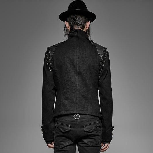 Black Steampunk Gothic Vest Jacket with Removable Sleeves
