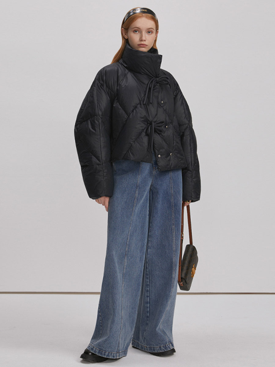 High-End Apricot Standing Collar Duck Down Bread Jacket
