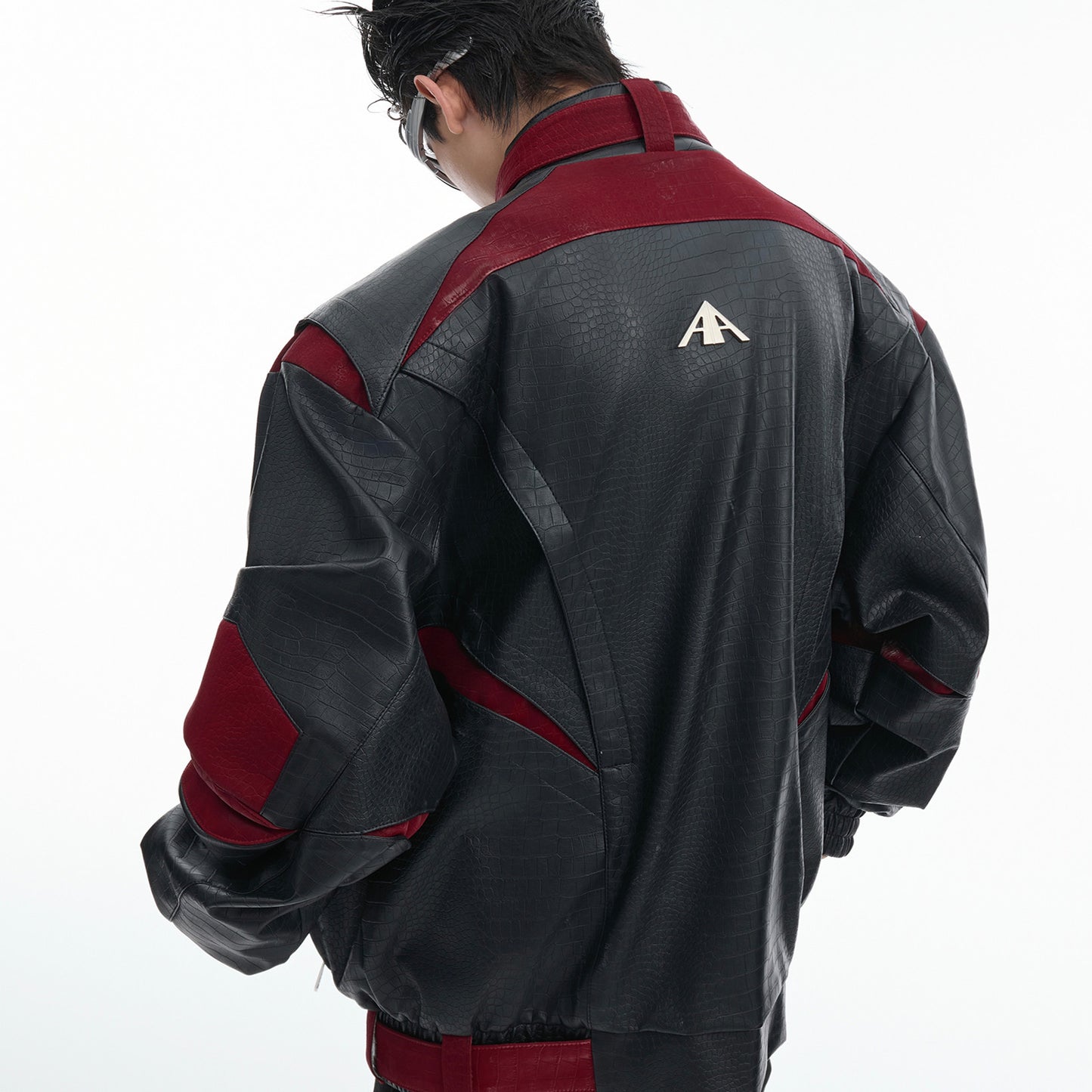 Men’s Contrast PU Leather Jacket