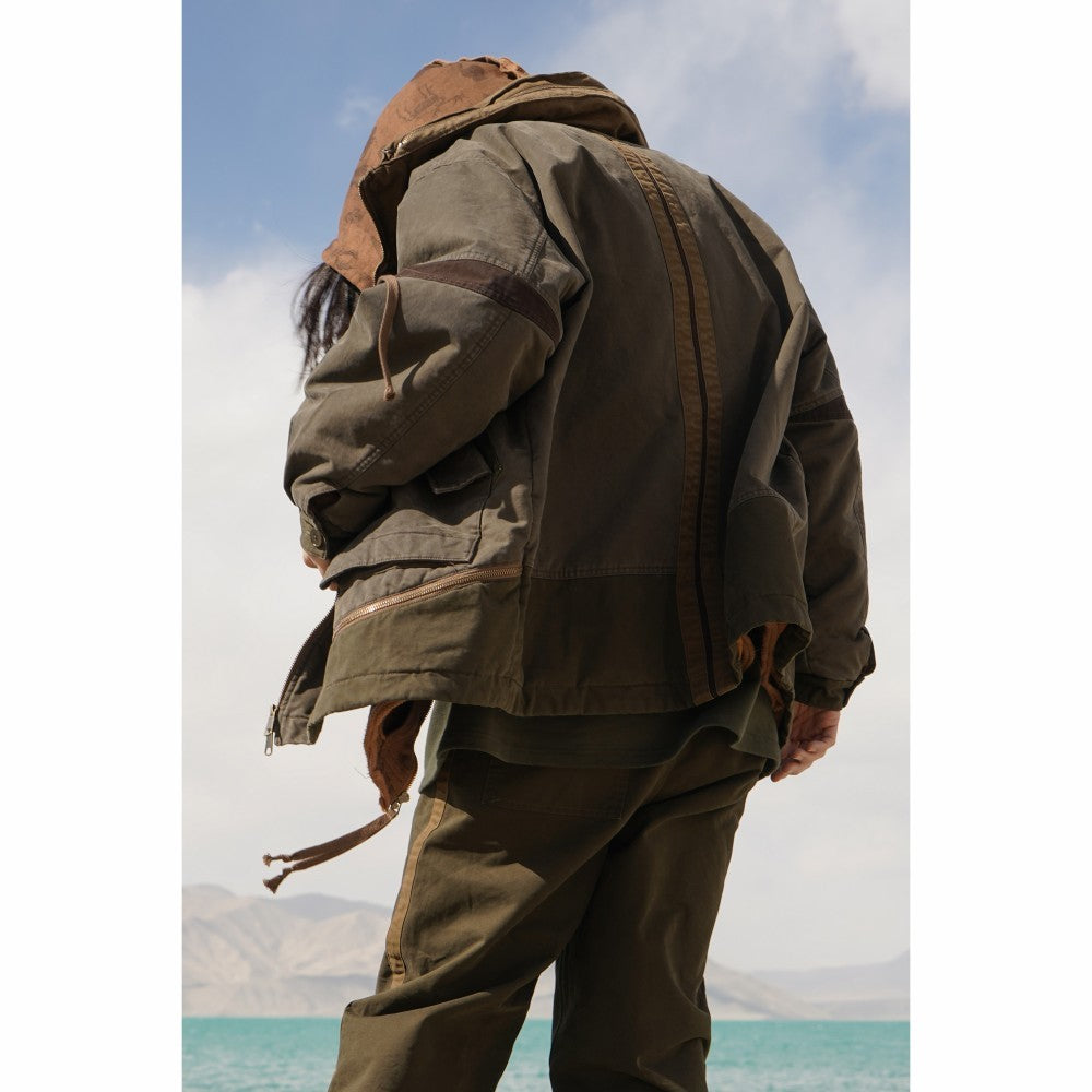 Loose Silhouette Washed Cotton Linen Warm Jacket