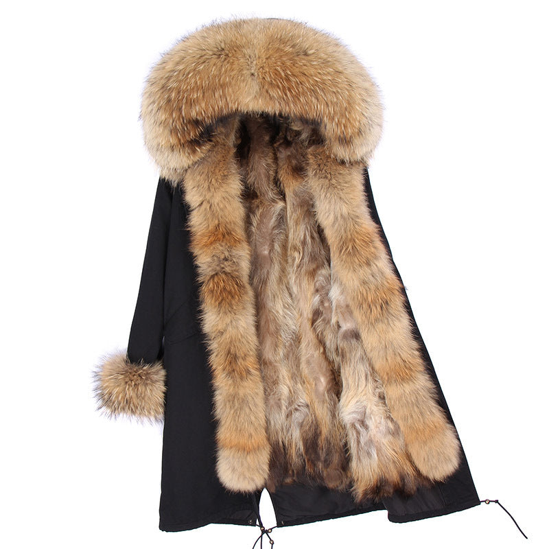 Women’s Hooded Wool Coat with Fur Collar – Street Style