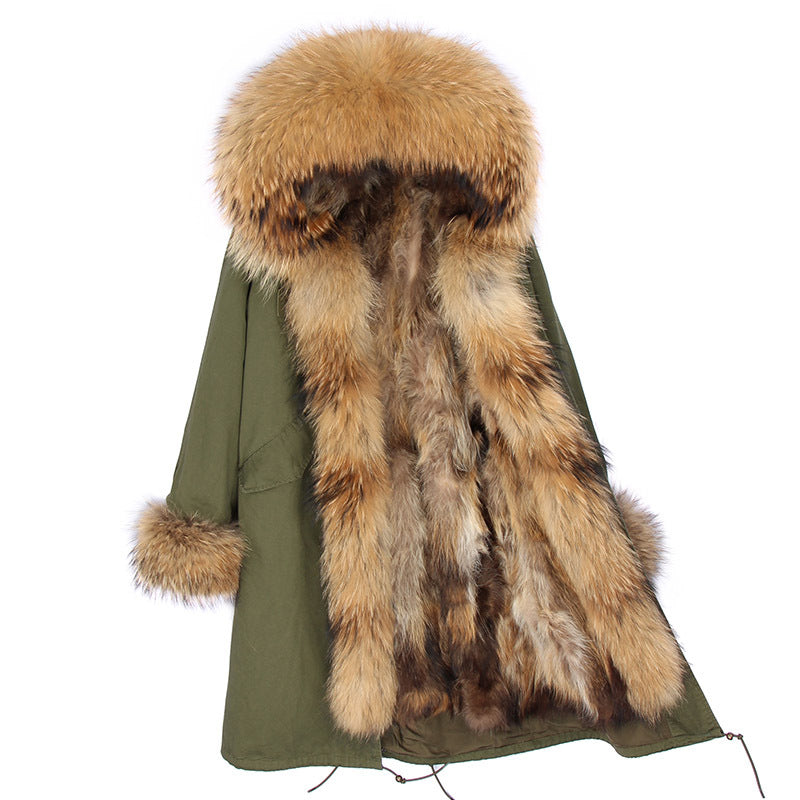 Women’s Hooded Wool Coat with Fur Collar – Street Style
