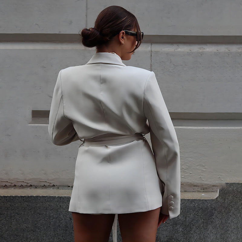 Women’s slim fit belted blazer