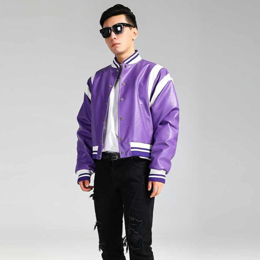 Nerazzurri Purple Colorblock Biker Jacket
