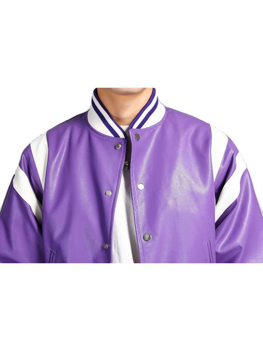 Nerazzurri Purple Colorblock Biker Jacket