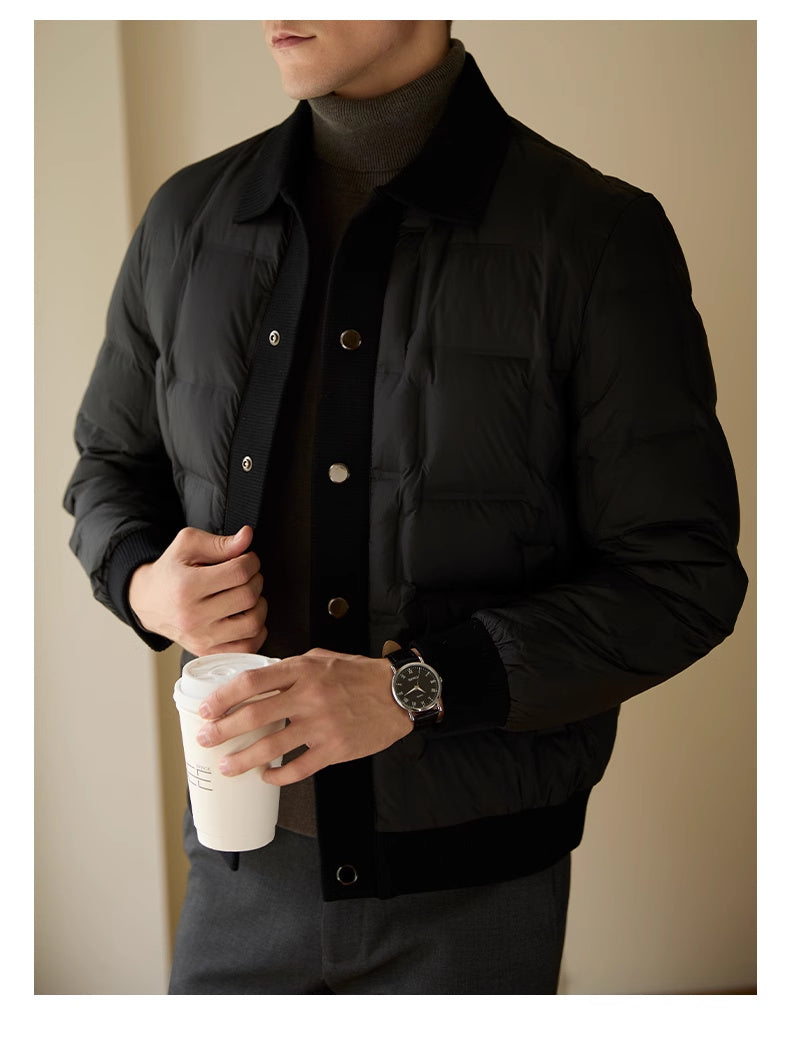 Men’s Black Patchwork Short Coat