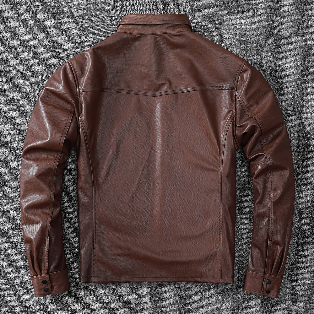 Men’s Brown Sheepskin Leather Shirt Jacket