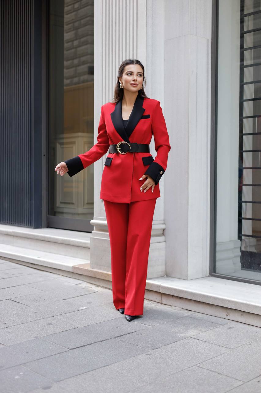 SuitLegacy Belted Red Women Suit
