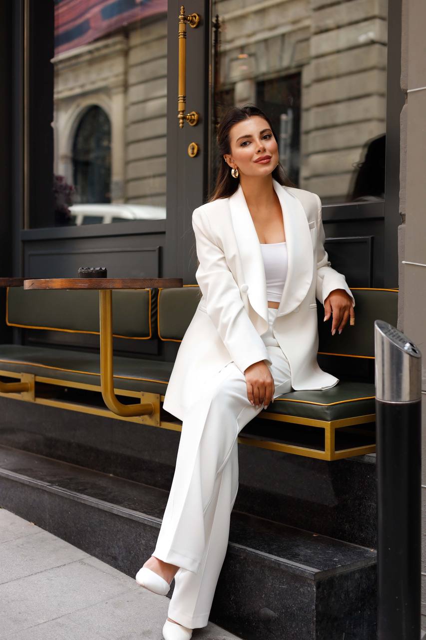 SuitLegacy Satin Lapel White Women Suit