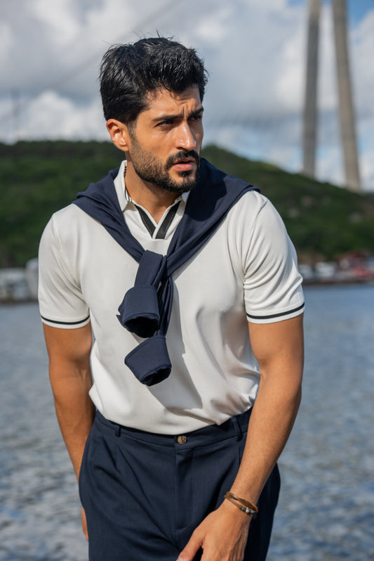 White Men’s Special Design Polo
