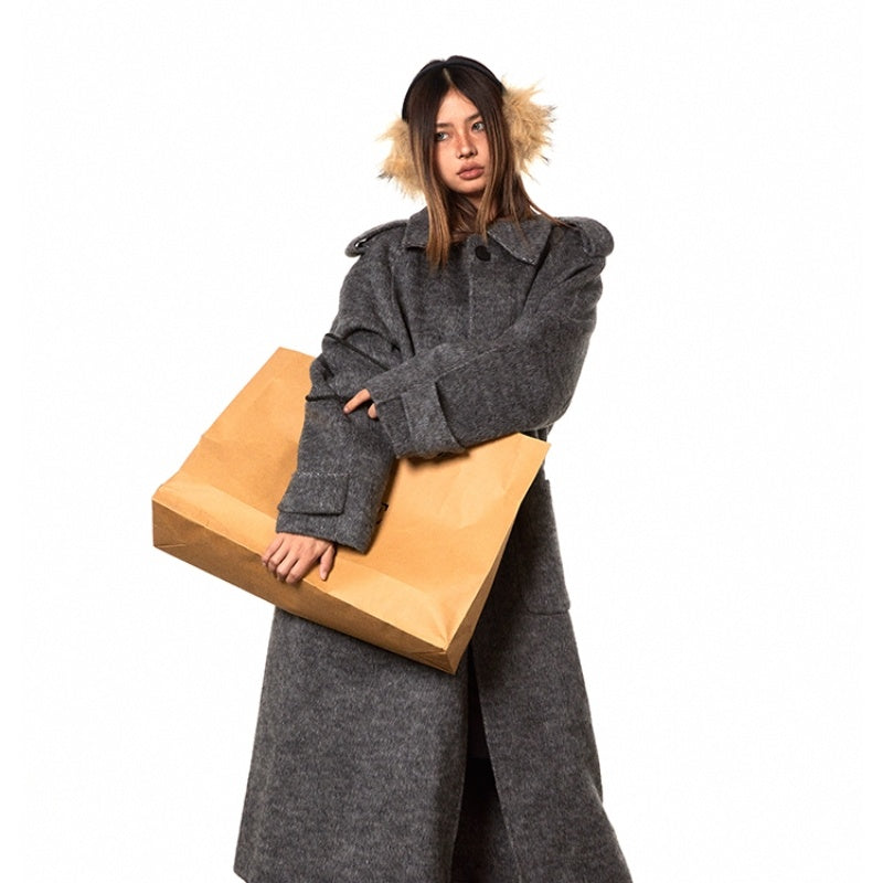 Slim-Fit Double-Faced Wool Overcoat – Yellow & Grey