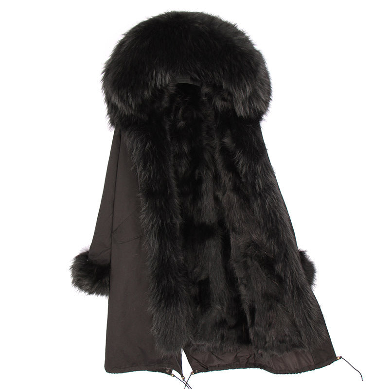 Women’s Hooded Wool Coat with Fur Collar – Street Style