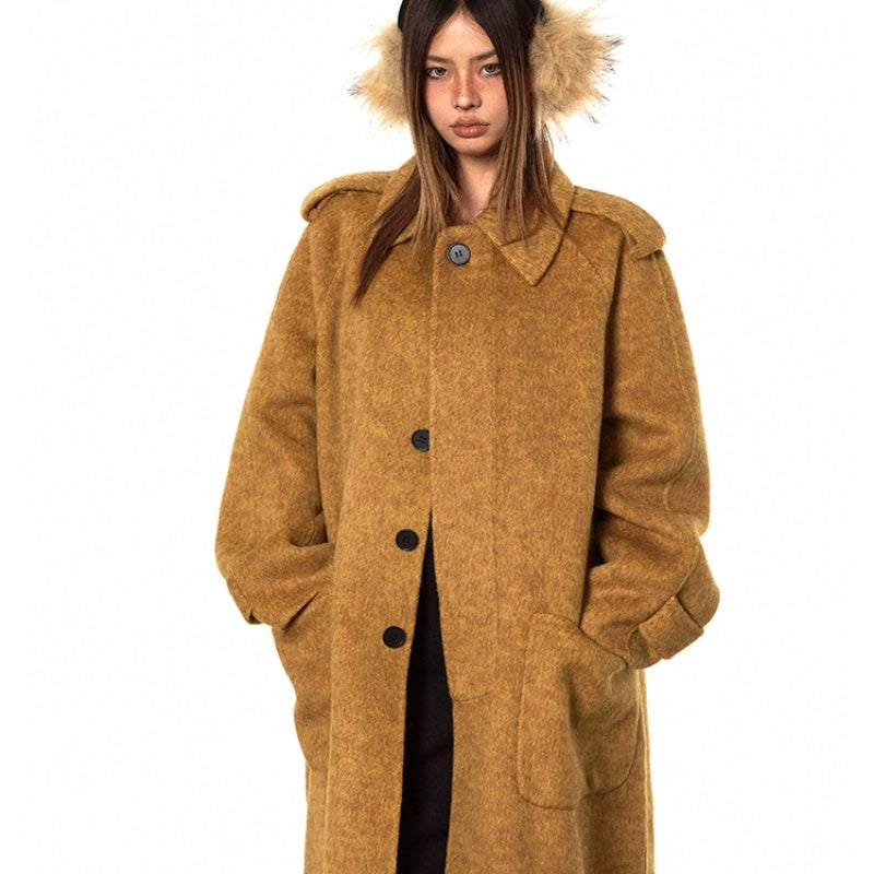 Slim-Fit Double-Faced Wool Overcoat – Yellow & Grey