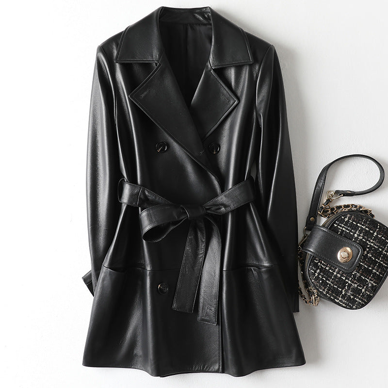 Women’s Loose Black Leather Fashion Blazer, Sizes M-3XL