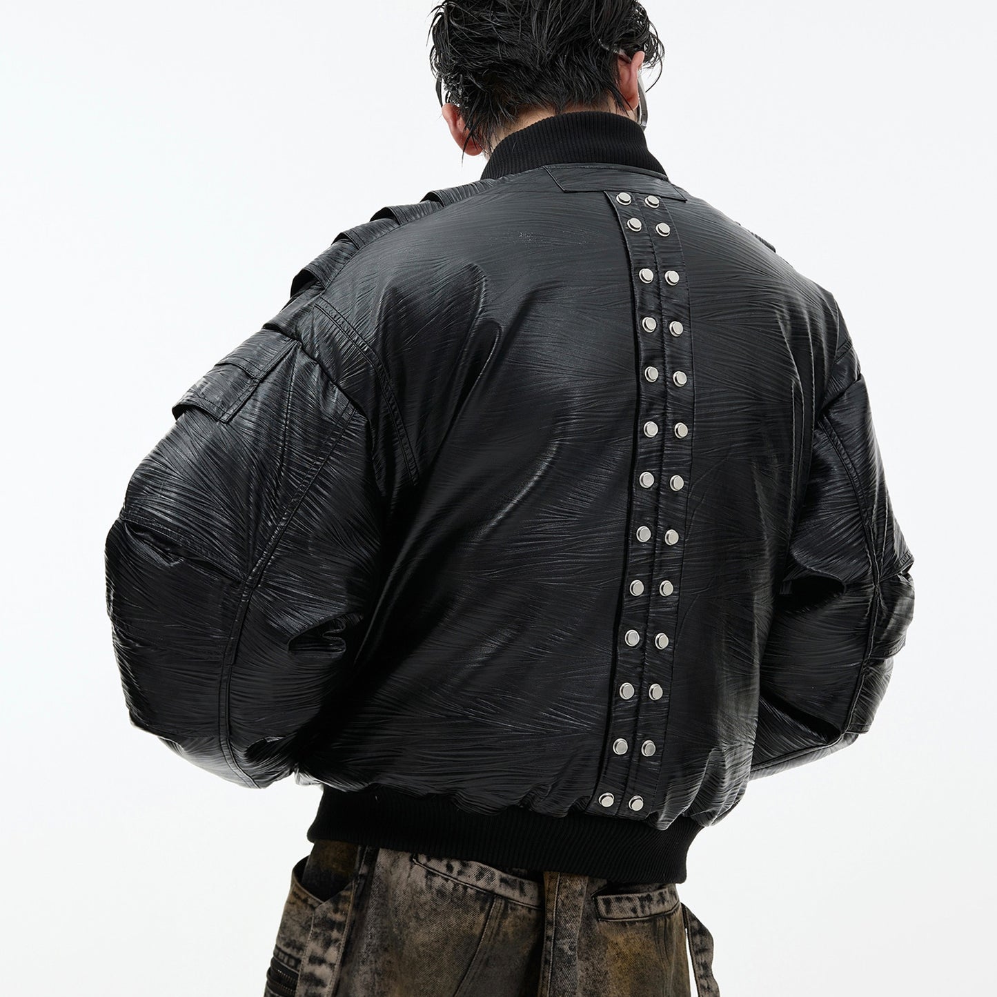 Men’s PU Leather Baseball Flight Jacket