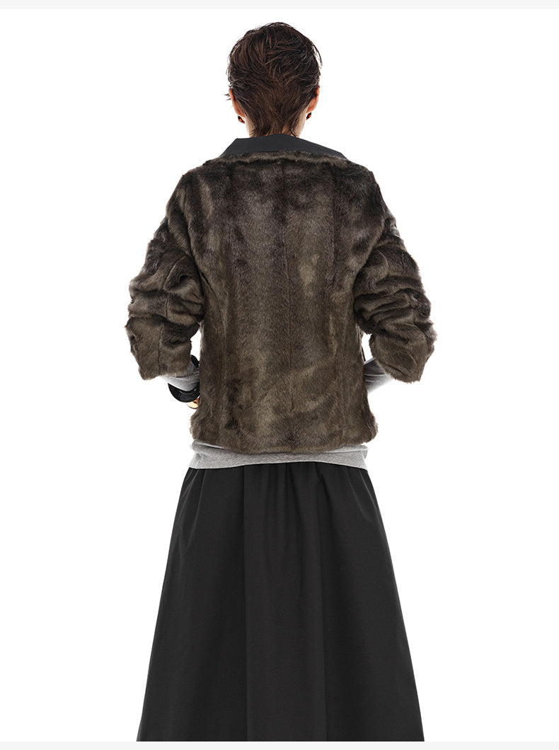 Retro Warm Thick Short Coat in Brownish Black