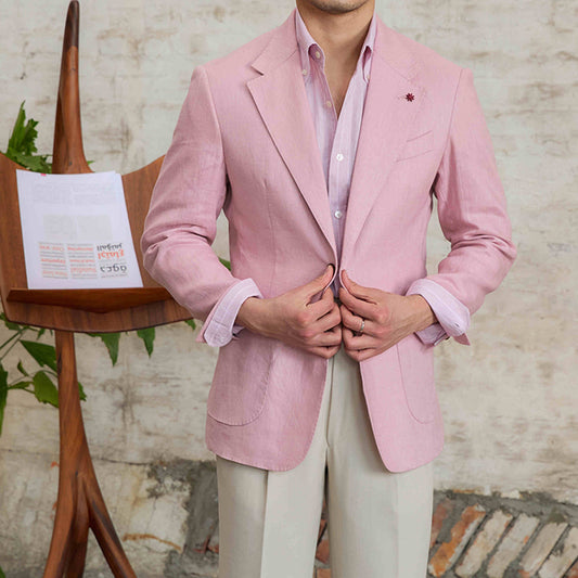 Men lightweight pure linen summer suit Jacket