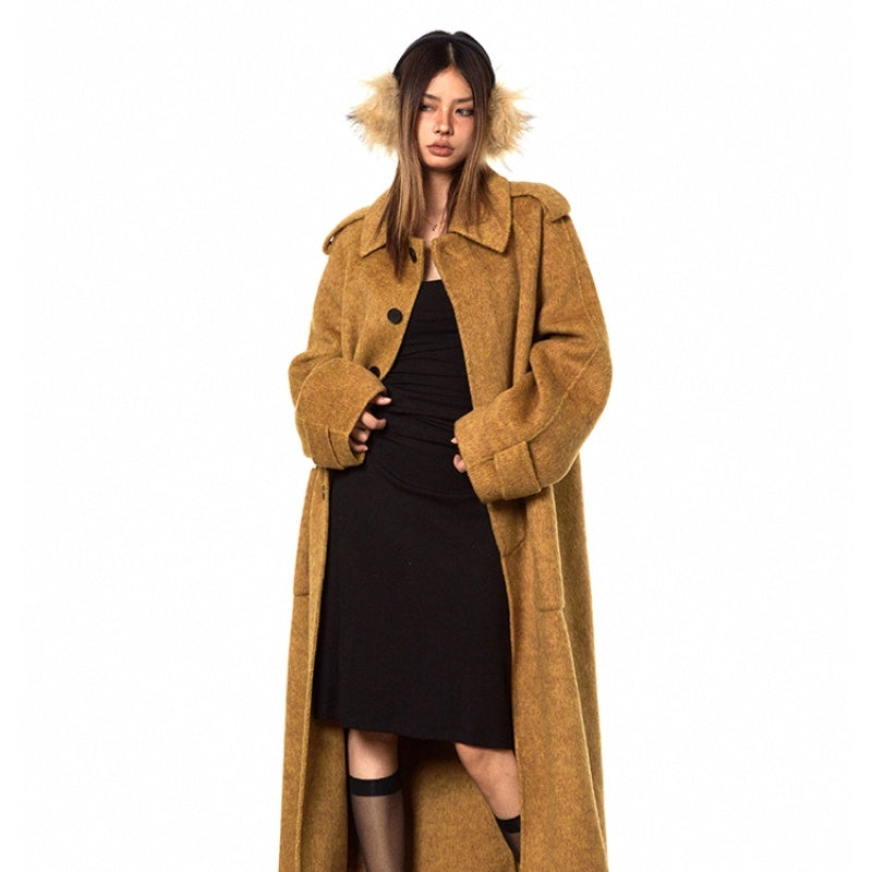 Slim-Fit Double-Faced Wool Overcoat – Yellow & Grey