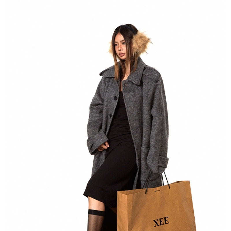 Slim-Fit Double-Faced Wool Overcoat – Yellow & Grey