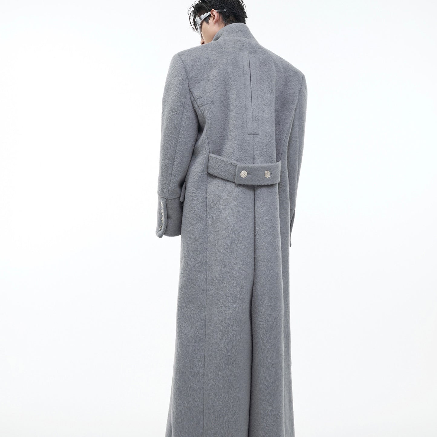 Men’s Stand Collar Long Wool Blend Coat