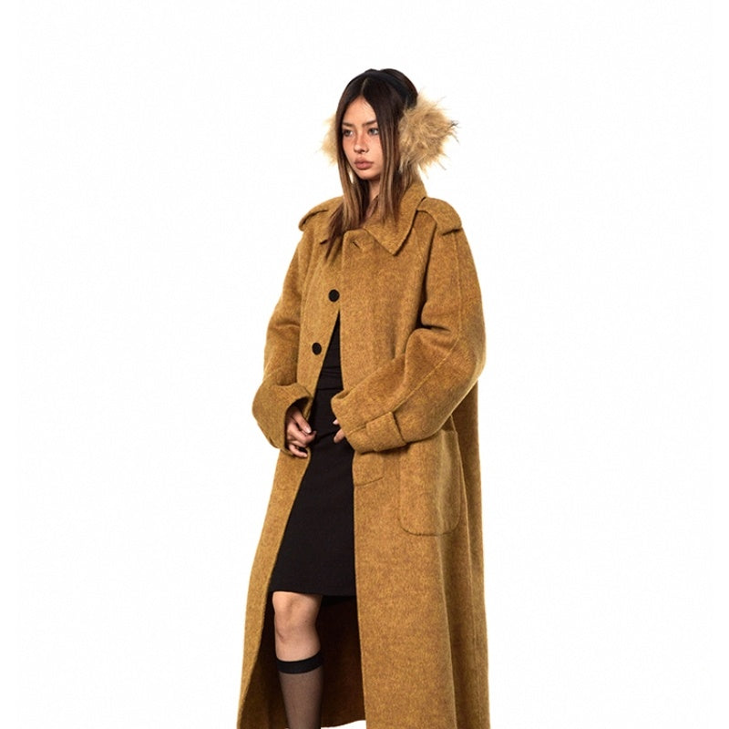 Slim-Fit Double-Faced Wool Overcoat – Yellow & Grey