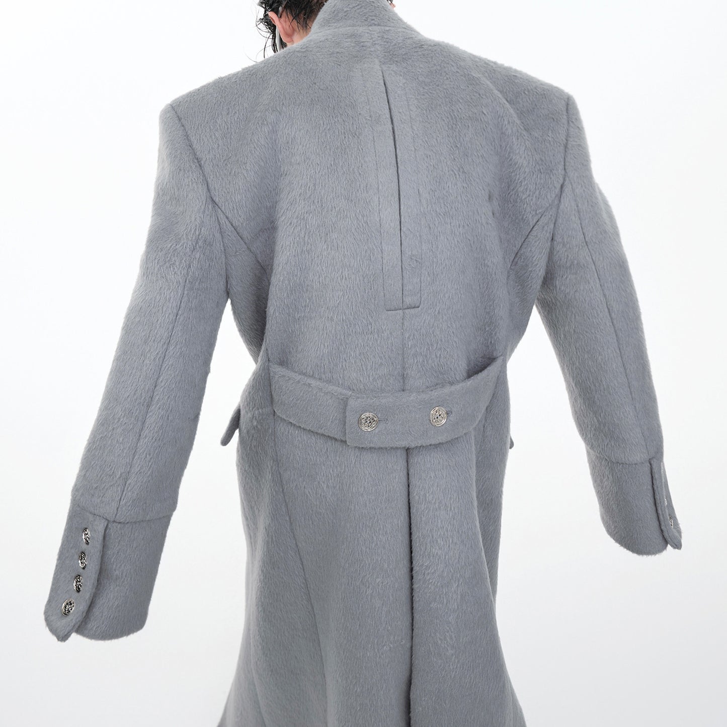 Men’s Stand Collar Long Wool Blend Coat