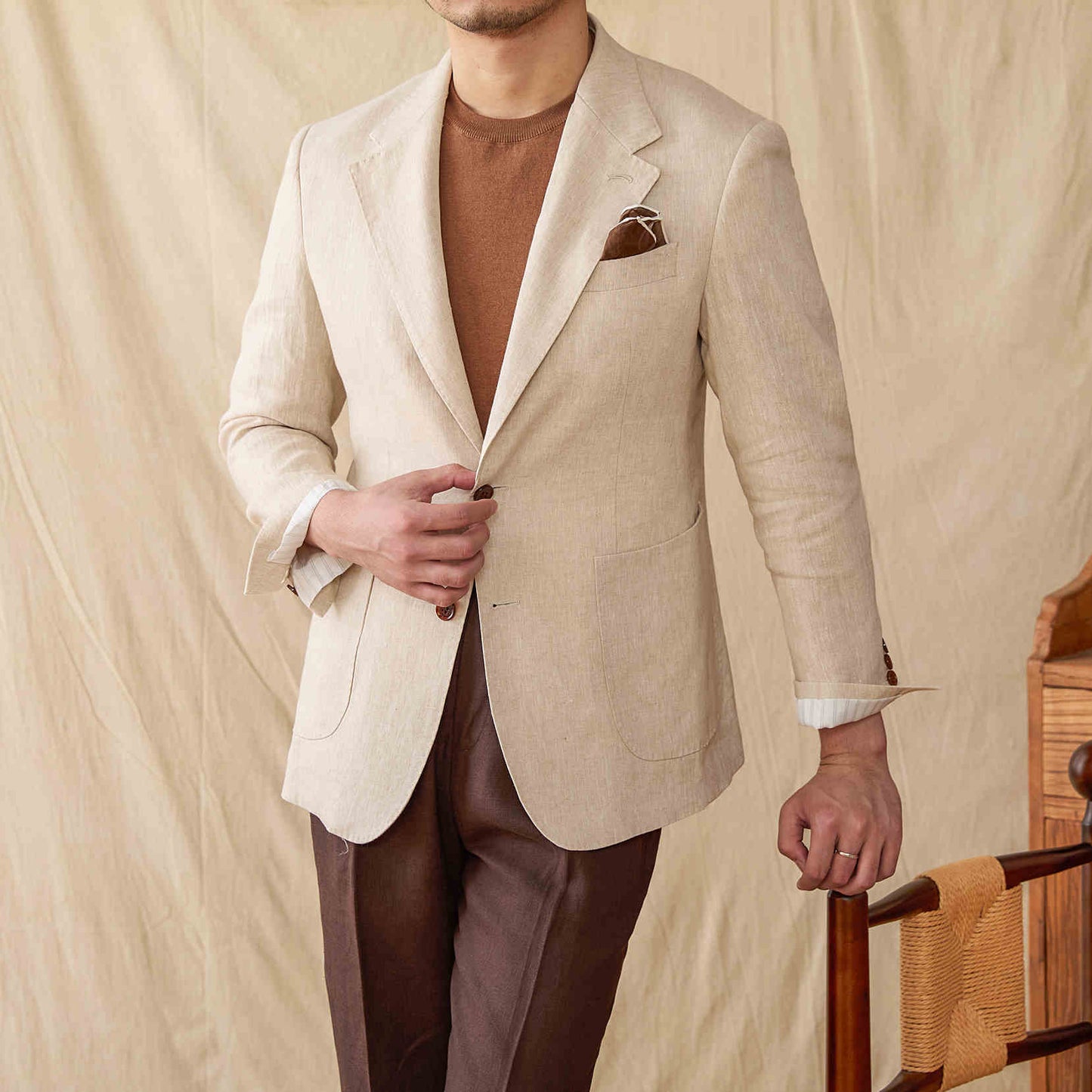 Men lightweight pure linen summer suit Jacket