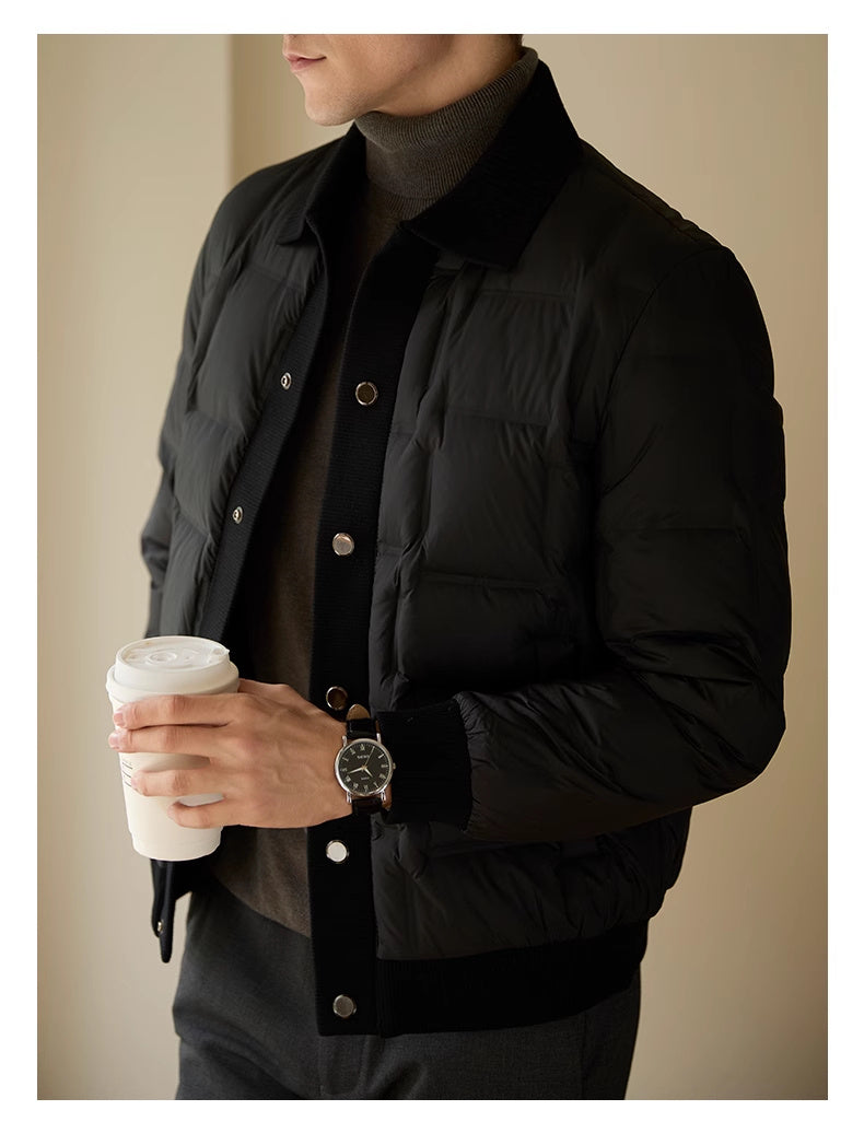 Men’s Black Patchwork Short Coat
