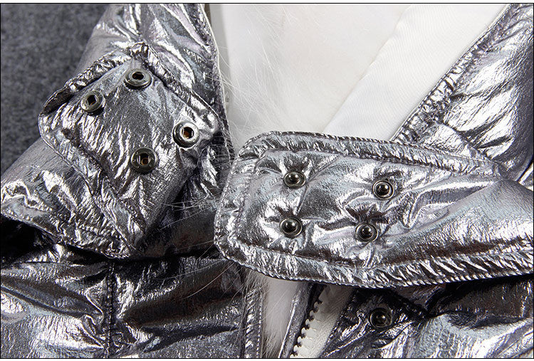 Mid-Length Slim Down Jacket with Raccoon Fur Collar