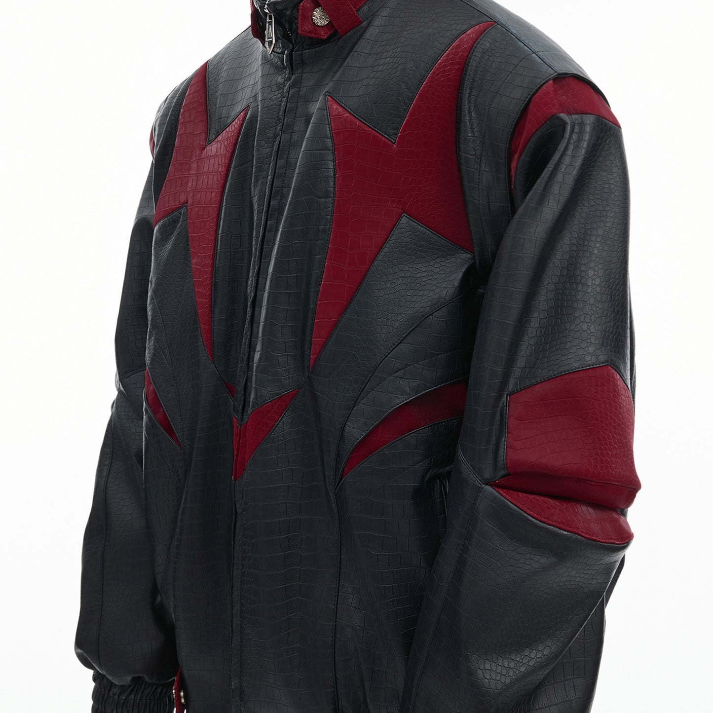 Men’s Contrast PU Leather Jacket