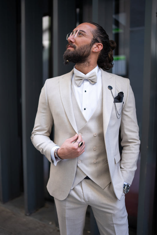 Beige Luxe Formal Tuxedo Set