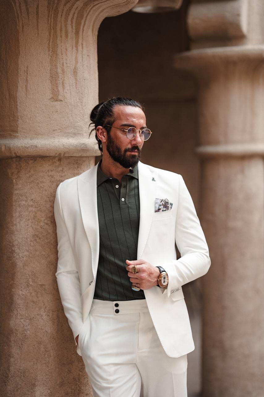 Crisp White Summer Occasion Suit