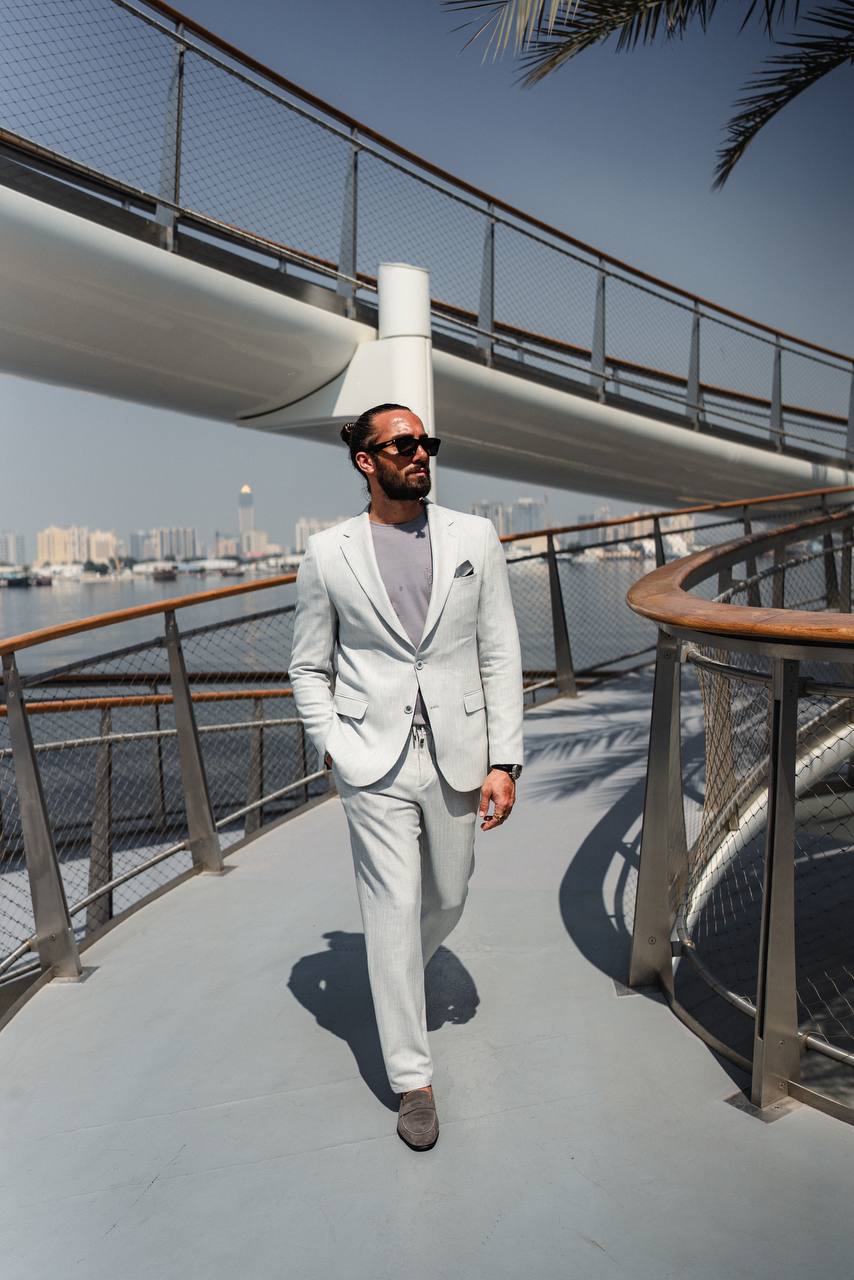 Light Grey Textured Summer Suit