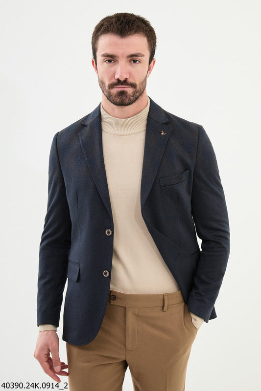 Dark Blue Textured Blazer