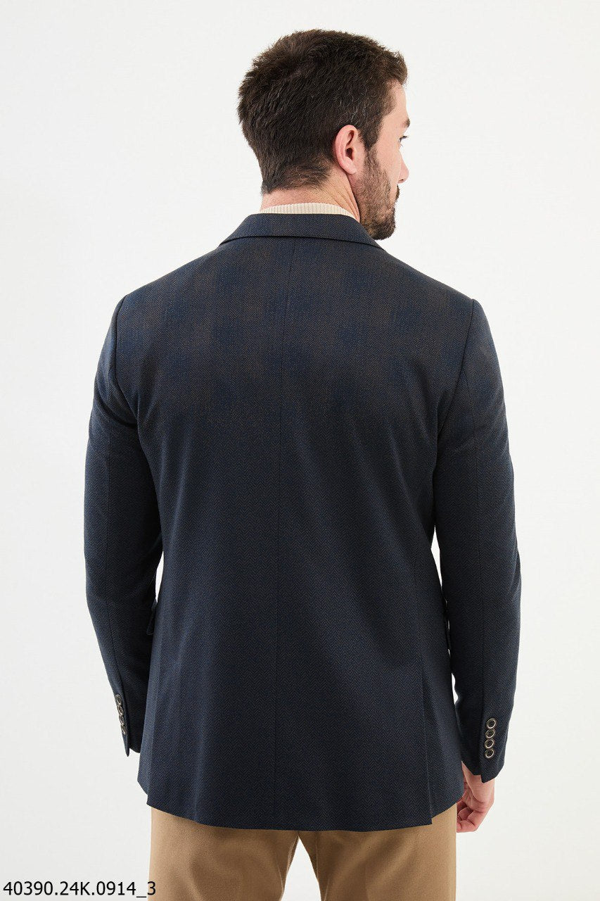 Dark Blue Textured Blazer