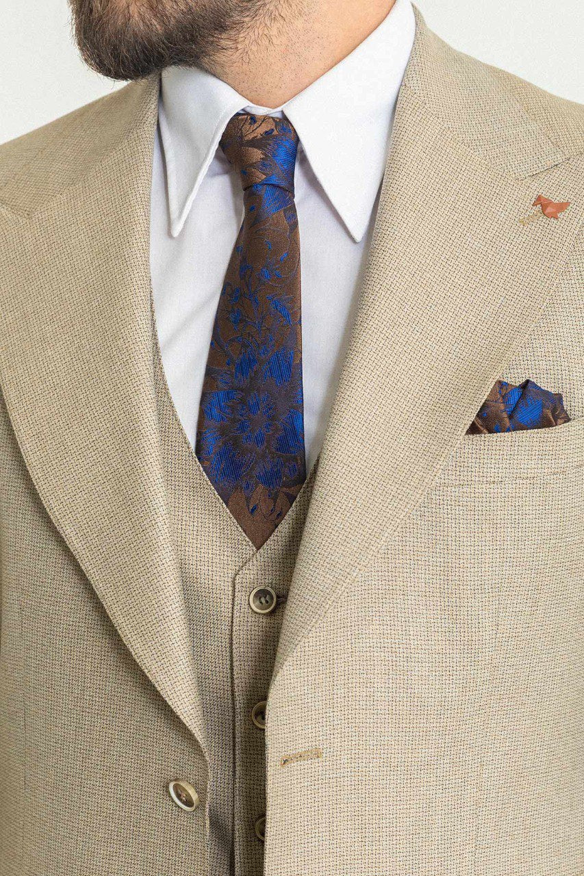 Beige Special Design Slim Fit Suit