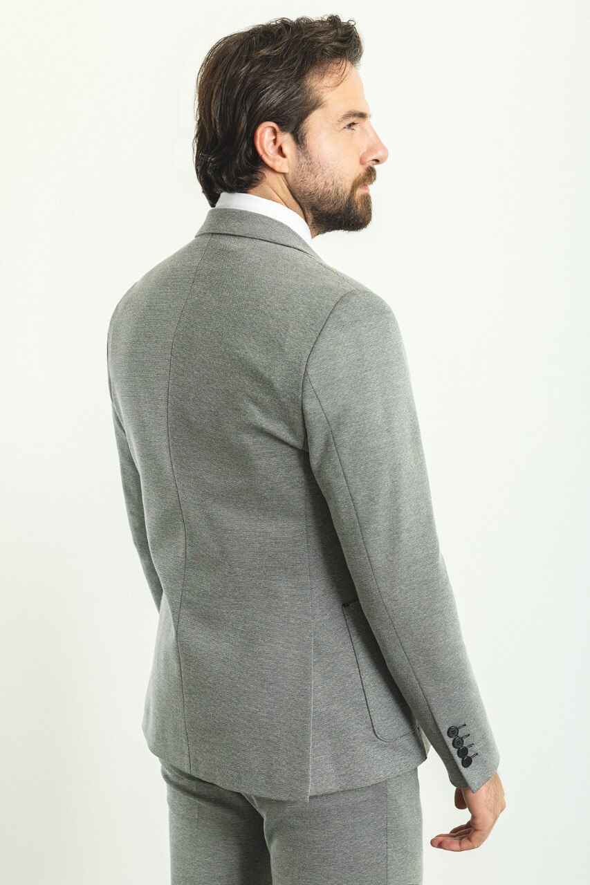 Light Gray Modern Slim Fit Three-Piece Suit