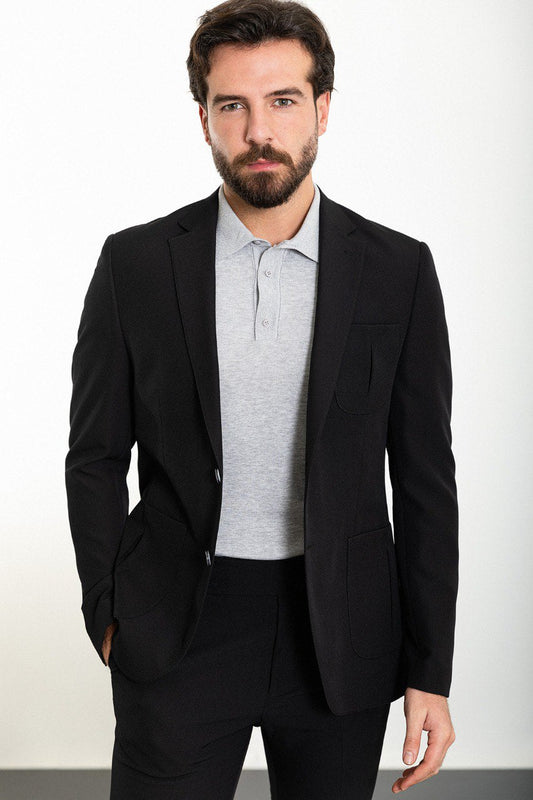 Black Modern Slim Fit Two-Piece Suit