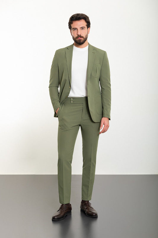 Khaki Modern Slim Fit Two-Piece Suit