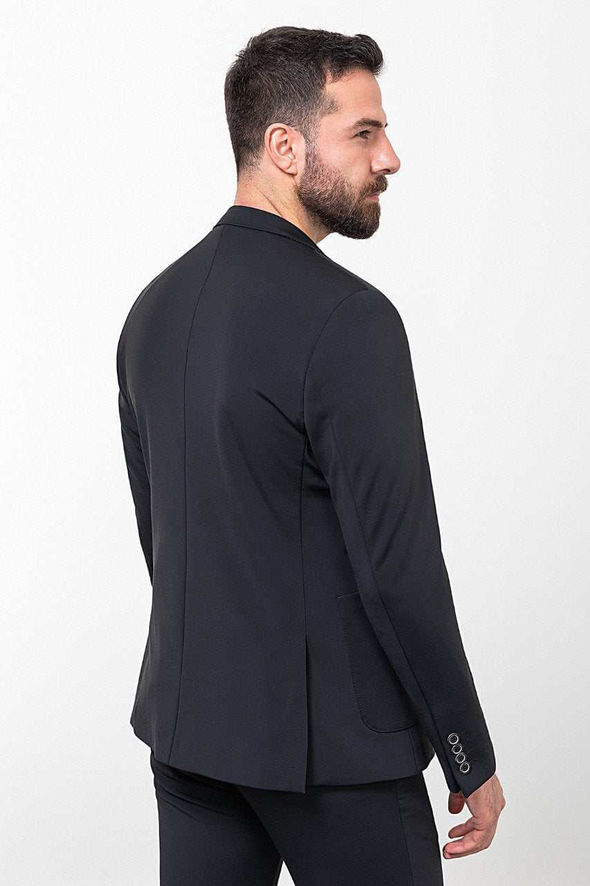 Black Casual Slim Fit Two-Piece Suit